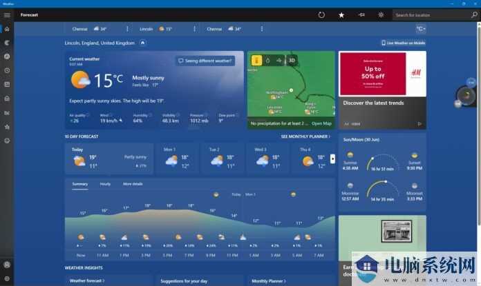 微软 MSN Weather 嵌入更多推广内容：2